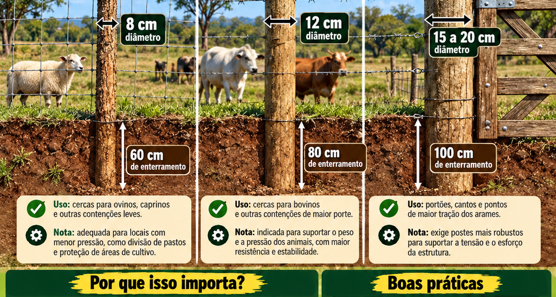 Cercas – Diâmetro das Estacas