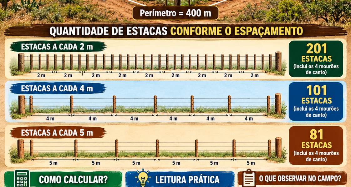 Estacas – Quantidade para cercar 1 Hectare