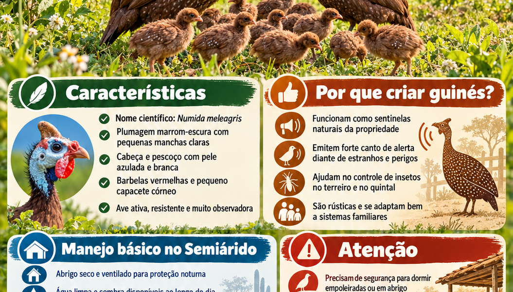 Guiné – Ave Rústica, Alertas e Úteis no Semiárido